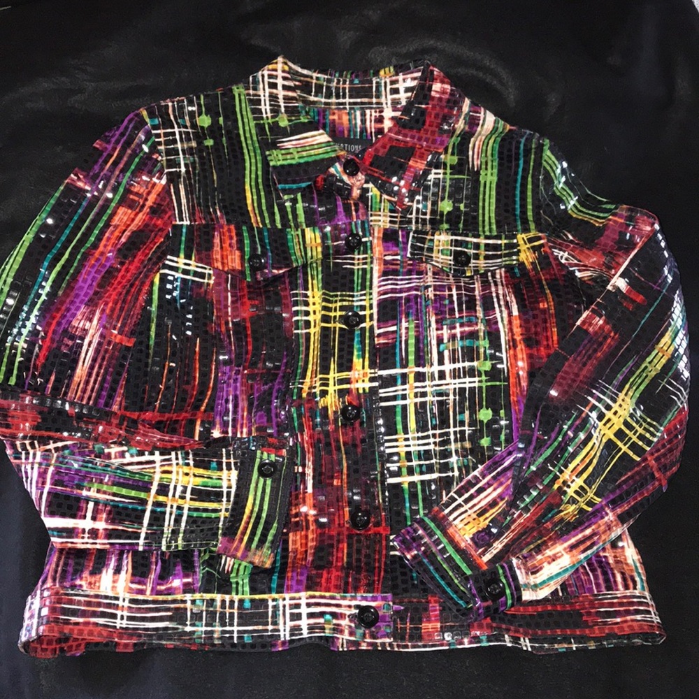 Perceptions New York Multi Color Tiled Jeans Jkt